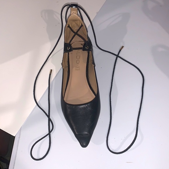ALDO black lace up flats - Picture 2 of 3